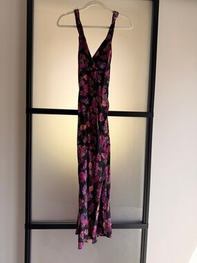 IRO Larley Floral Silk Slip Dress | Black Pink | NWT | Size 34 (US 2)